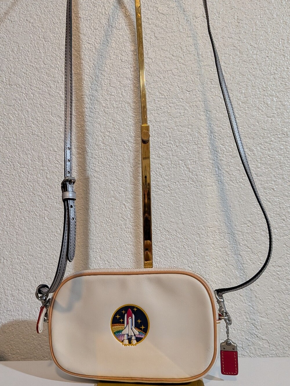 Coach 10851 Women’s Cream Crossbody Bag with Nasa Rocket Patch